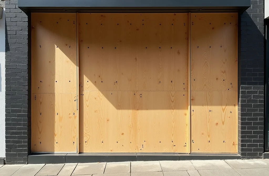The Western Sydney shopfront opening neatly boarded up and secured within the hour