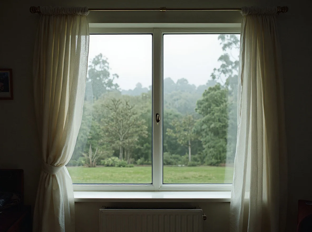 The same lounge window with a new clear sealed double-glazed unit, the view sharp again